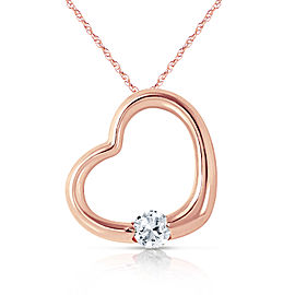 14K Solid Rose Gold Heart Necklace with Natural Diamond