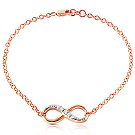 14K Solid Rose Gold Infiniti Bracelet with Natural Diamonds