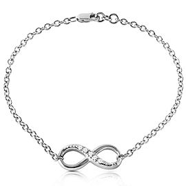 14K Solid White Gold Infiniti Bracelet with Natural Diamonds