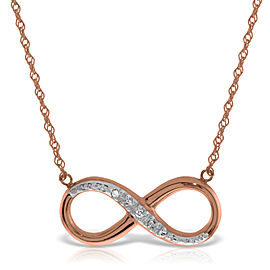 14K Solid Rose Gold Infiniti Necklace with Natural Diamond