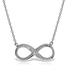 14K Solid White Gold Infiniti Necklace with Natural Diamond