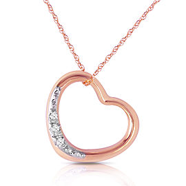 14K Solid Rose Gold Heart Necklace with Natural Diamond