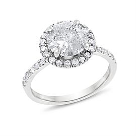 14k White Gold 2.41ct. Diamond Halo Engagement Ring Size 7