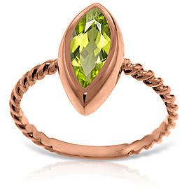 14K Solid Rose Gold Rings with Natural Marquis Peridot