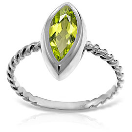 14K Solid White Gold Rings with Natural Marquis Peridot