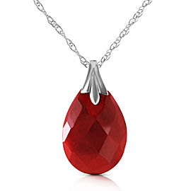 14K Solid White Gold Necklace with Natural Dyed Ruby