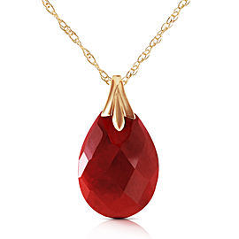 14K Solid Yellow Gold Necklace with Natural Dyed Ruby