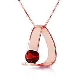 14K Solid Rose Gold Modern Necklace with Natural Garnet