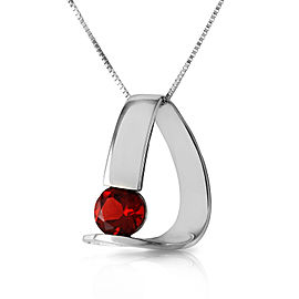 14K Solid White Gold Modern Necklace with Natural Garnet