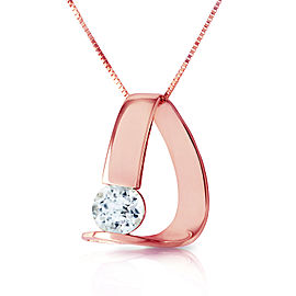 14K Solid Rose Gold Modern Necklace with Natural Aquamarine