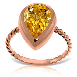 14K Solid Rose Gold Rings with Natural Cultured Pearll Shape Citrine