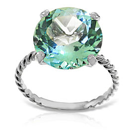 14K Solid White Gold Ring with Natural 12.0 mm Round Blue Topaz