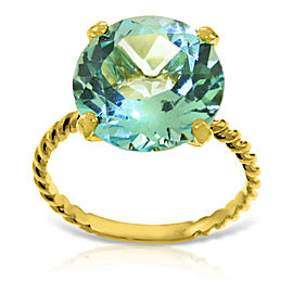 14K Solid Gold Ring with Natural 12.0 mm Round Blue Topaz