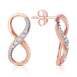 14K Solid Rose Gold Infiniti Earrings with Natural Diamonds