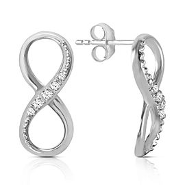 14K Solid White Gold Infiniti Earrings with Natural Diamonds