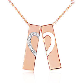 14K Solid Rose Gold Split Heart Necklace with Natural Diamonds