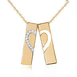 14K Solid Gold Split Heart Necklace with Natural Diamonds