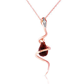 14K Solid Rose Gold Snake Necklace withDangling Briolette Garnet & Diamond