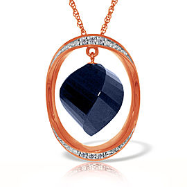 14K Solid Rose Gold Necklace with Twisted Briolette Dyed Sapphire & Diamonds