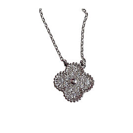 Van Cleef & Arpels Alhambra 18K White Gold & Diamond Pendant Necklace