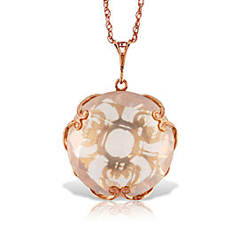 14K Solid Rose Gold Necklace with Checkerboard Cut Round Rose Quartz