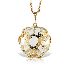 14K Solid Gold Necklace with Checkerboard Cut Round White Topaz