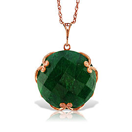 14K Solid Rose Gold Necklace with Checkerboard Cut Round Dyed Green Sapphire