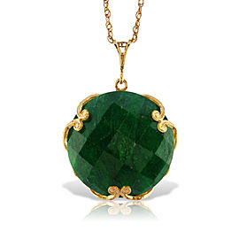 14K Solid Gold Necklace with Checkerboard Cut Round Dyed Green Sapphire