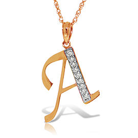 14K Solid Rose Gold Necklace with Natural Diamonds Initial 'a' Pendant