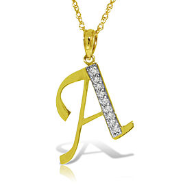 14K Solid Gold Necklace with Natural Diamonds Initial 'a' Pendant