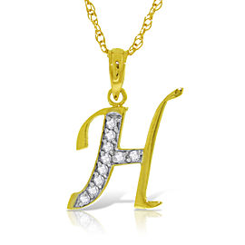 14K Solid Gold Necklace with Natural Diamonds Initial 'h' Pendant