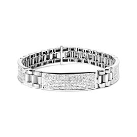 True 14K White Gold 12.0 Cttw Men's Invisible Set Princess Diamond Tennis Bracelet (G-H Color, VS1-VS2 Clarity) - Size 8.5" Inches