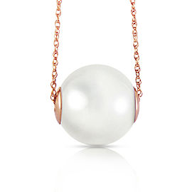 14K Solid Rose Gold Necklace with 16.0 mm White Shell Cultured Pearl