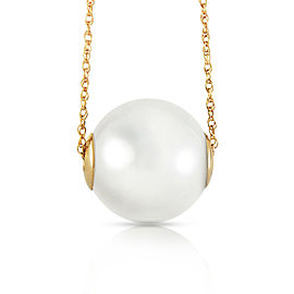 14K Solid Gold Necklace with 16.0 mm White Shell Cultured Pearl