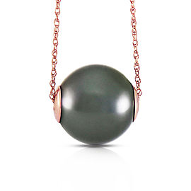 14K Solid Rose Gold Necklace with 16.0 mm Black Shell Cultured Pearl