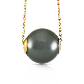 14K Solid Gold Necklace with 16.0 mm Black Shell Cultured Pearl