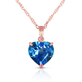 14K Solid Rose Gold Necklace with Natural 10mm Heart Blue Topaz