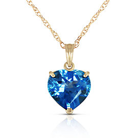 14K Solid Gold Necklace with Natural 10mm Heart Blue Topaz