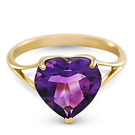 14K Solid Gold Ring with Natural 10.0 mm Heart Amethyst