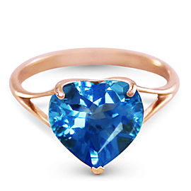 14K Solid Rose Gold Ring with Natural 10.0 mm Heart Blue Topaz