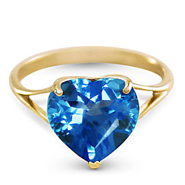 14K Solid Gold Ring with Natural 10.0 mm Heart Blue Topaz