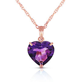 14K Solid Rose Gold Necklace with Natural 10mm Heart Amethyst