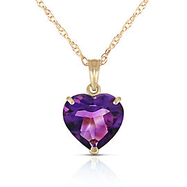 14K Solid Gold Necklace with Natural 10mm Heart Amethyst