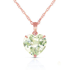 14K Solid Rose Gold Necklace with Natural 10mm Heart Green Amethyst