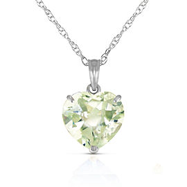 14K Solid White Gold Necklace with Natural 10mm Heart Green Amethyst