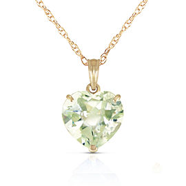 14K Solid Gold Necklace with Natural 10mm Heart Green Amethyst