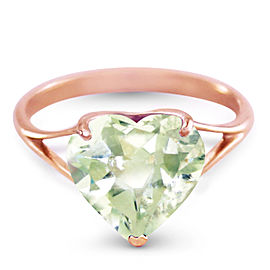 14K Solid Rose Gold Ring with Natural 10.0 mm Heart Green Amethyst