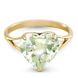 14K Solid Gold Ring with Natural 10.0 mm Heart Green Amethyst