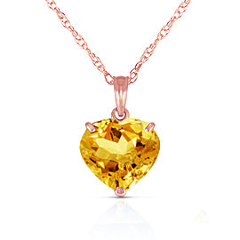 14K Solid Rose Gold Necklace with Natural 10mm Heart Citrine