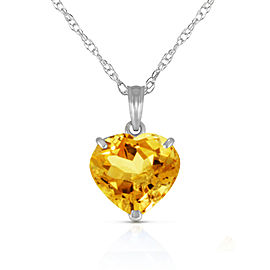 14K Solid White Gold Necklace with Natural 10mm Heart Citrine